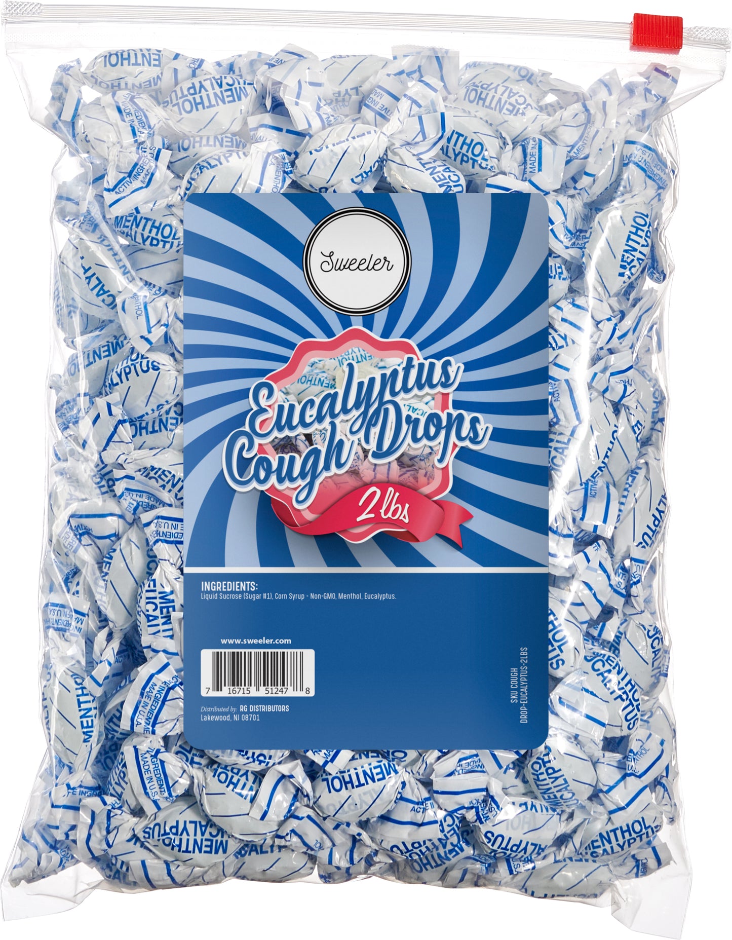 Sweeler Eucalyptus Cough Drops with Menthol, 2LB