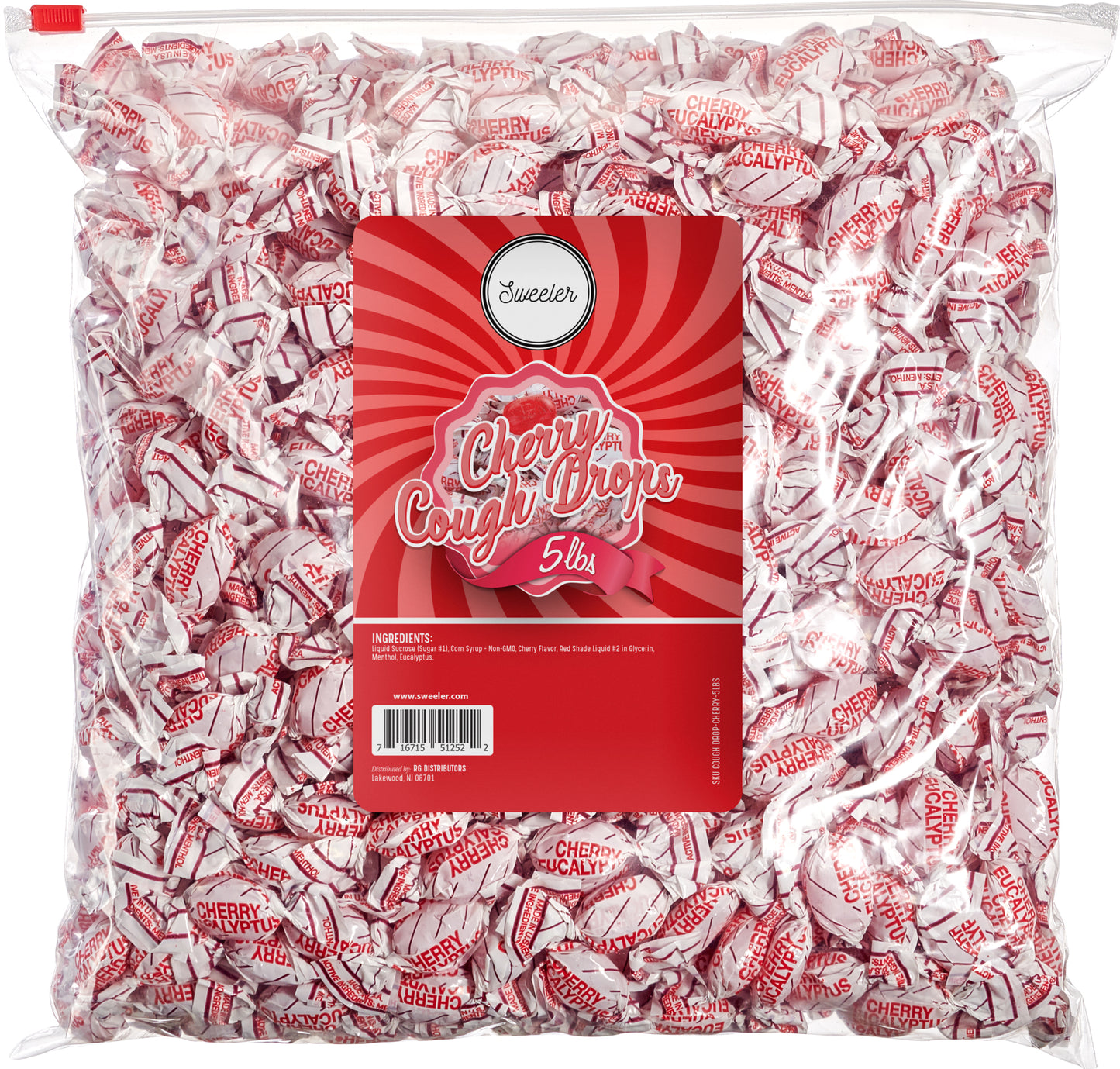 Sweeler Cherry Cough Drops with Menthol, 5LB