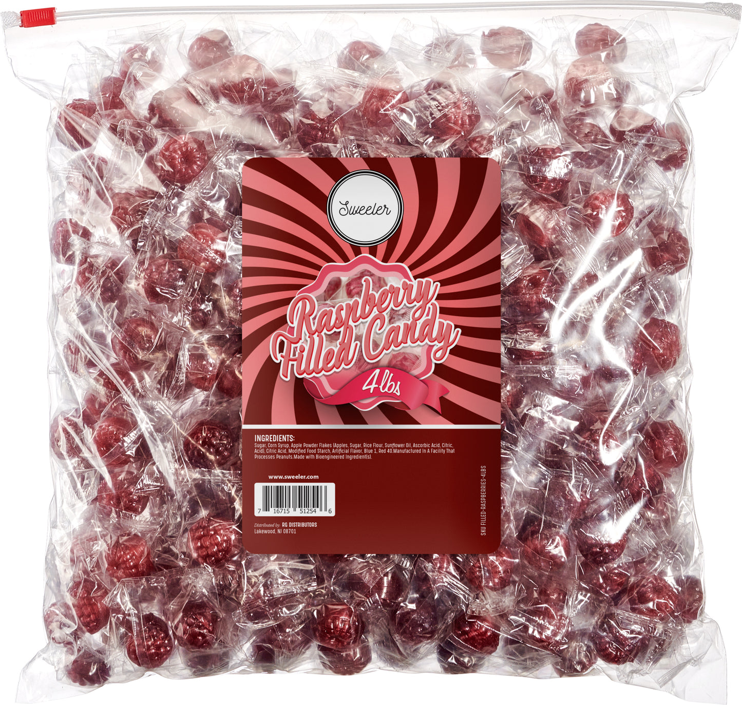 Raspberry Filled Hard Candy, 4LB