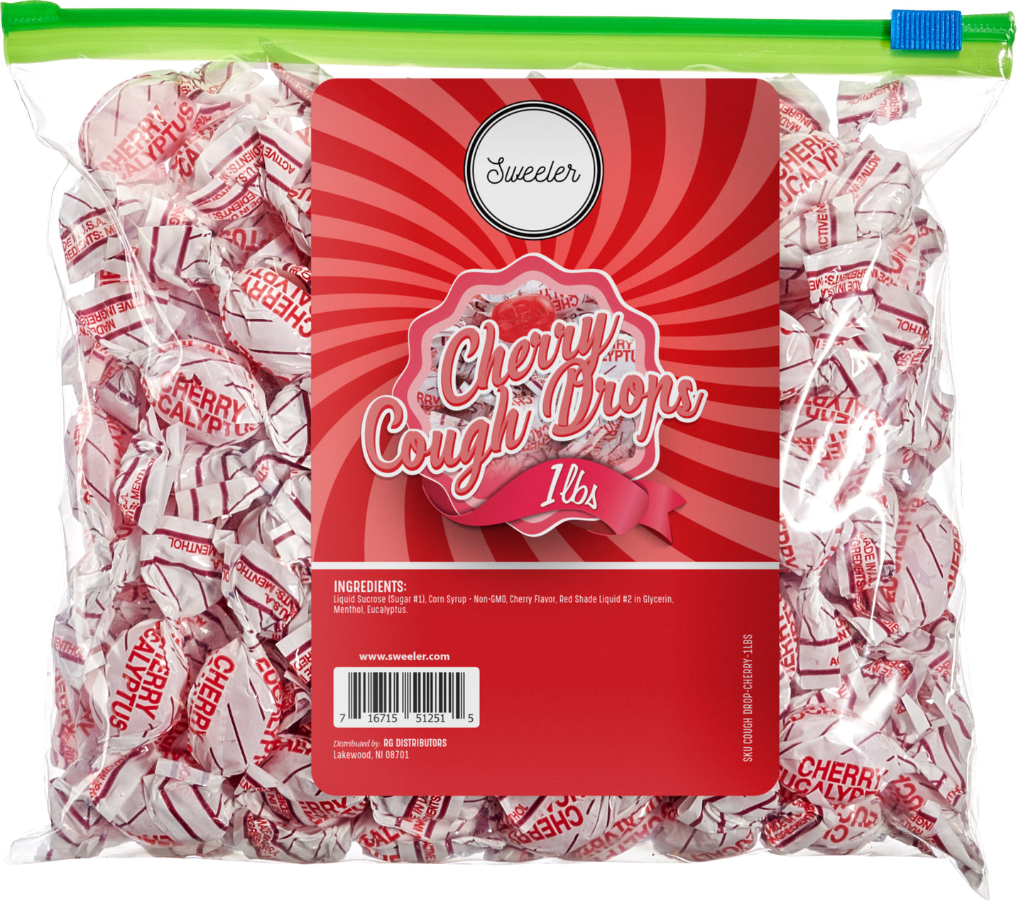 Sweeler Cherry Cough Drops with Menthol, 1LB