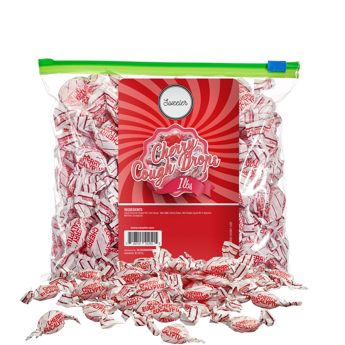 Sweeler Cherry Cough Drops with Menthol, 1LB