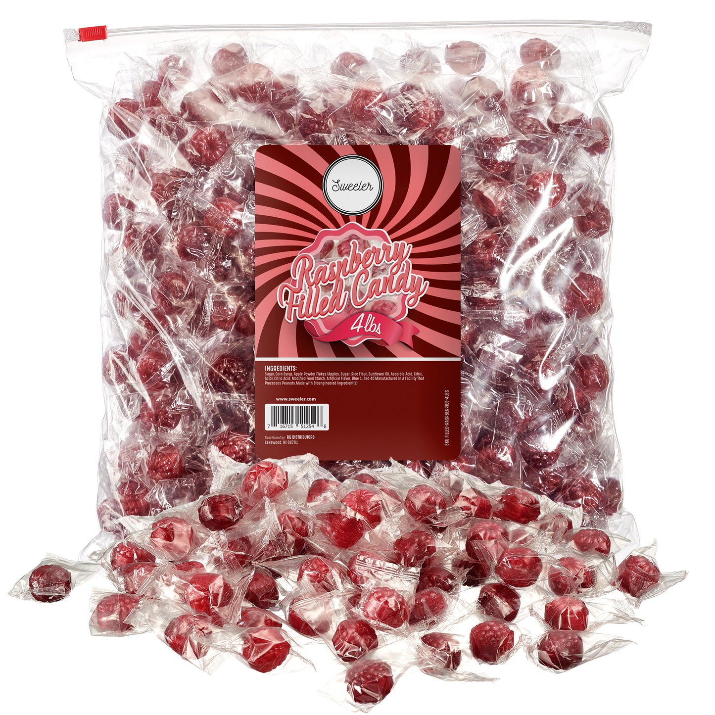 Raspberry Filled Hard Candy, 4LB